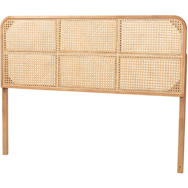 Bali And Pari Lainer Natural Brown Finished Bayur Wood And Rattan Queen Headboard