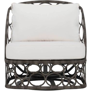 Bali Outdoor Swivel Chair In White and Cream