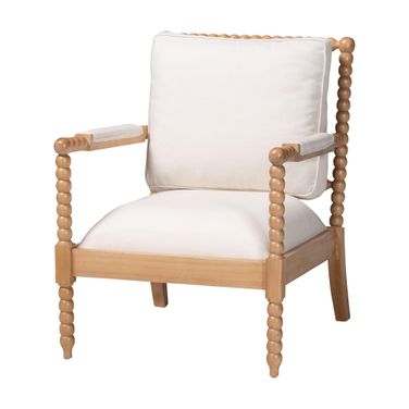 Bali & Pari Gracie Bobbin Wood Armchair With Padded Armrests