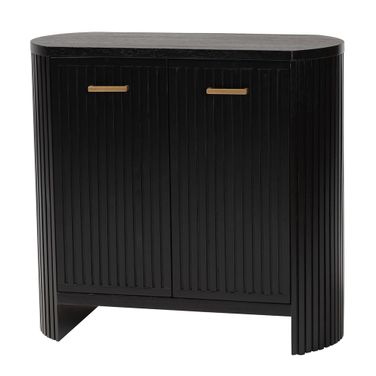 Bali & Pari Keshet Fluted Wood Storage Cabinet In Black