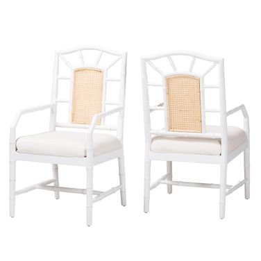 Bali & Pari Victor Dining Chair Set Of 2 With Arms In White