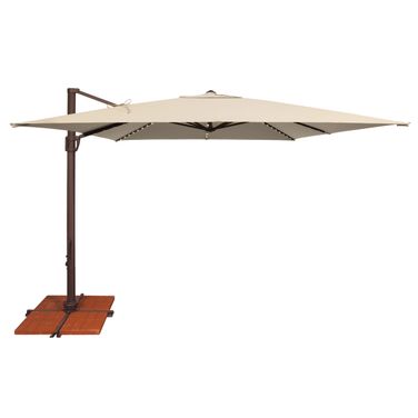 Bali Pro 10' Square Starlight Umbrella with Cross Bar Stand In Antique Beige