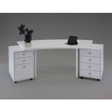 Bali White Gloss Curved Desk