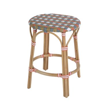 Ballito 24.5" Oval Rattan Counter Stool In Brown and Orange