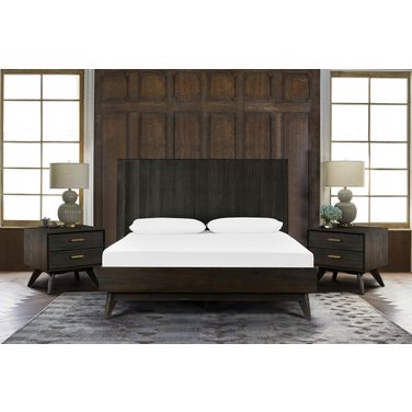 Baly 3-Piece Acacia King Loft Bed and Nightstands Bedroom Set