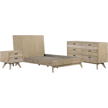 Baly Acacia Mid Century Gray Sandblast Platform Bedroom Set