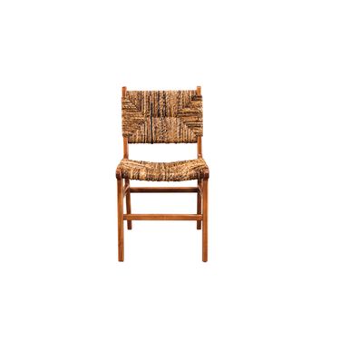 Banana Weave Dining Chair Set of 2 In Caramel and Natural