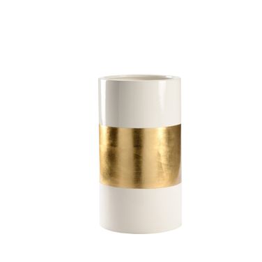Banded Vase Large In Cream and Gold