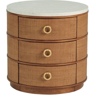 Palm Desert Banning Raffia Round Lamp Table In Sonoran