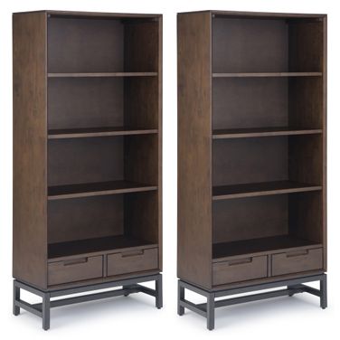 Banting 4 Shelf Bookcase Set of 2 In Walnut Brown
