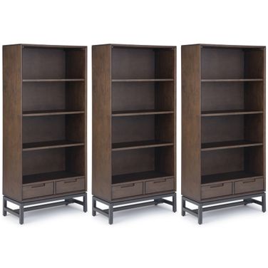 Banting Bookcase 3-Piece Set In Walnut Brown
