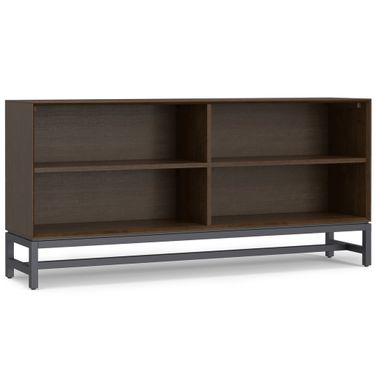 Banting Solid Hardwood Low Wide Bookcase In Walnut Brown
