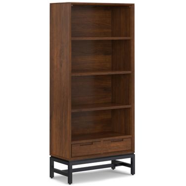 Banting Solid Wood Mid Century Bookcase In Walnut Veneer