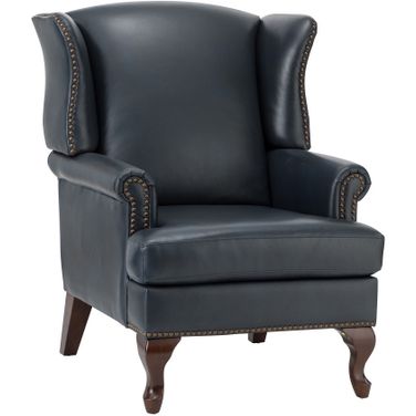 Baptist Genuine Leather Armchair In Navy