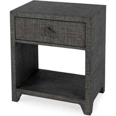 Bar Harbor Raffia 1 Drawer Nightstand In Charcoal