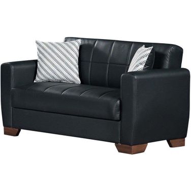 Barato Upholstered Convertible Loveseat with Storage In Black