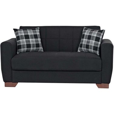 Barato Upholstered Convertible Loveseat with Storage In Black Granite