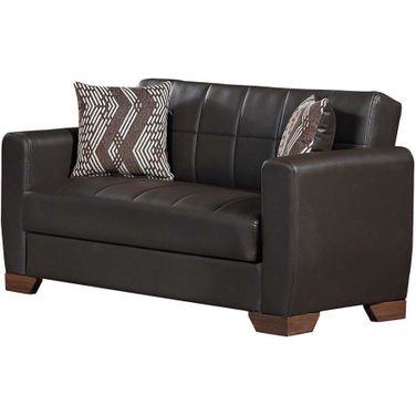 Barato Upholstered Convertible Loveseat with Storage In Brown