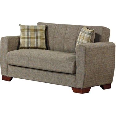 Barato Upholstered Convertible Loveseat with Storage In Light Brown