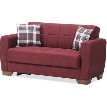 Barato Upholstered Convertible Loveseat with Storage In Burgundy