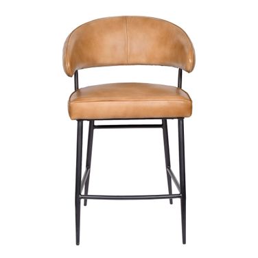 Barbara Genuine Leather Counter Chair In Caramel