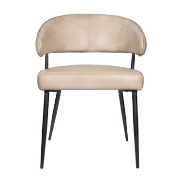 Barbara Genuine Leather Side Chair In Stone