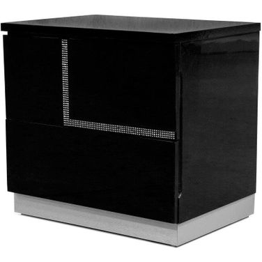 Barcelona Poplar Wood Bedroom Nightstand In Black High Gloss