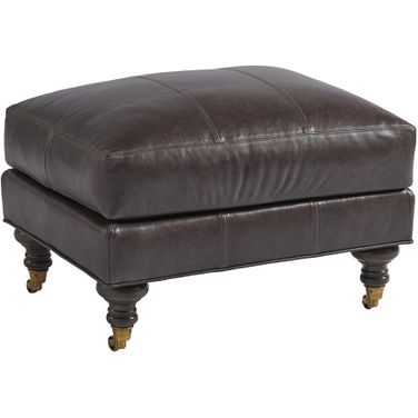 Barclay Butera Upholstery Oxford Leather Ottoman