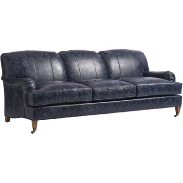 Barclay Butera Upholstery Sydney Leather Sofa With Brass Caster