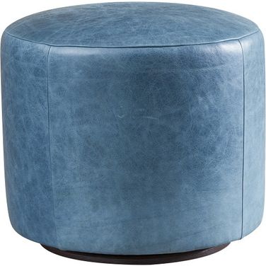 Barclay Butera Upholstery Three Arch Leather Swivel Ottoman