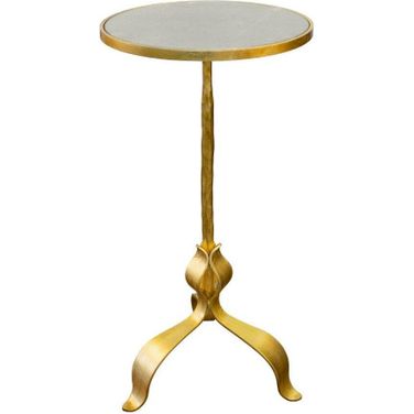 Old Leaf Round Cigar Accent Table In Gray/Gold