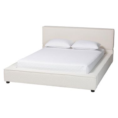Bardia Boucle Queen Platform Bed with Wide Railing In Black and Cream