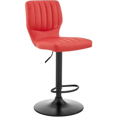 Bardot Adjustable Height Red Faux Leather Swivel Bar Stool