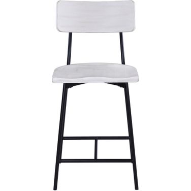Bari Wood and Metal Modern Counter Stool In White Wash