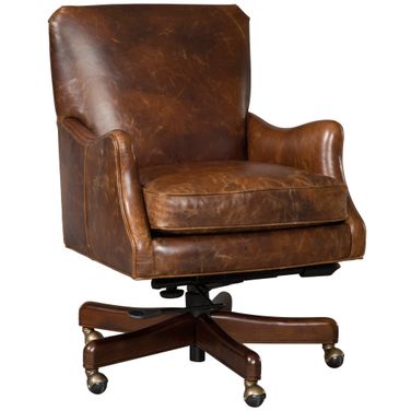 EC Barker Brown Leather Tilt Swivel Chair