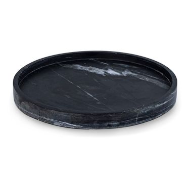 Barletta Round Marble Tray In Black