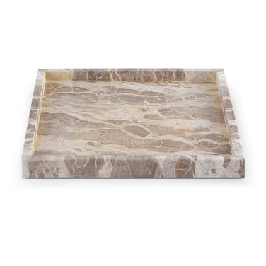 Barletta Square Marble Tray In Beige