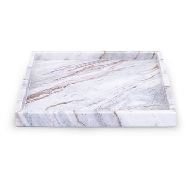 Barletta Square Marble Tray In Brown