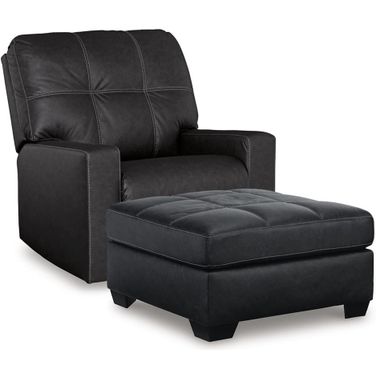 Barlin Mills Recliner and Oversized Accent Ottoman In Carbon