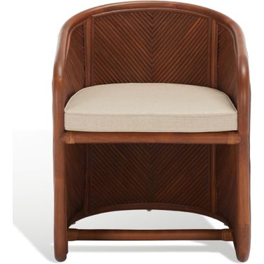Barnette Rattan Pole Accent Chair In Amber and Beige