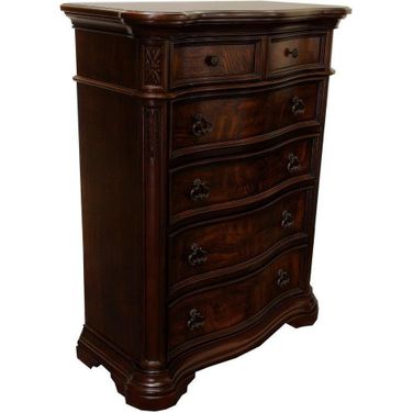 Barneys Traditional Wood 5 Drawer Chest In Walnut