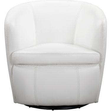 Barolo Italian Leather Swivel Club Chair In Snow