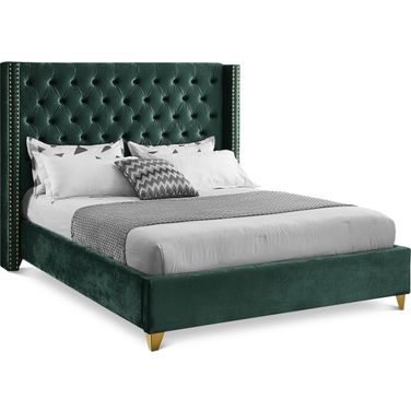 Barolo Velvet Full Bed In Green