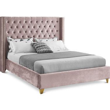 Barolo Velvet Full Bed In Pink