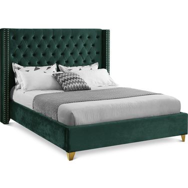 Barolo Velvet King Bed In Green