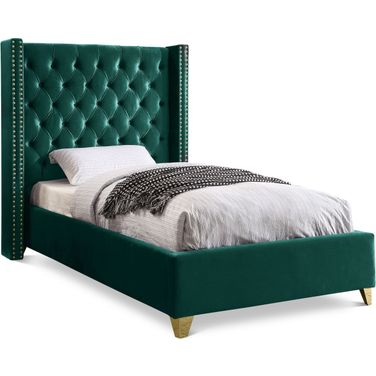 Barolo Velvet Twin Bed In Green