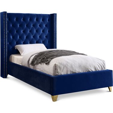 Barolo Velvet Twin Bed In Navy
