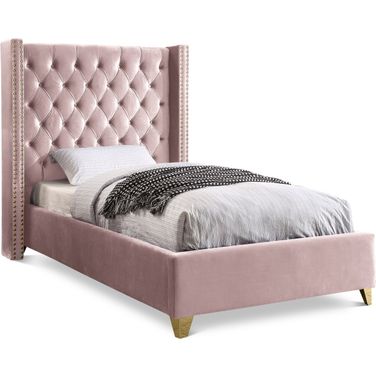 Barolo Velvet Twin Bed In Pink