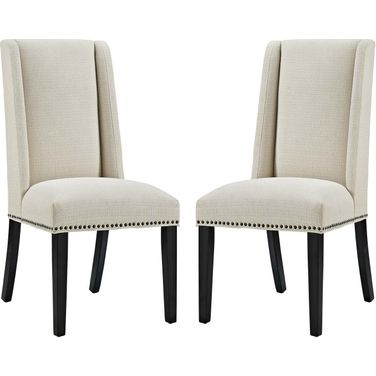 Baron Beige Dining Chair Fabric Set of 2 EEI-2748-BEI-SET