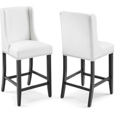 Baron White Counter Stool Faux Leather Set of 2